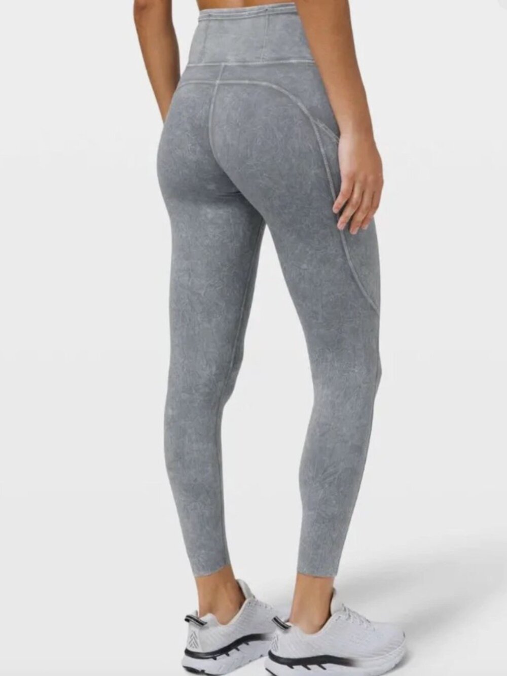 Lululemon Fast And Free High Rise Tight 25” Ice Dye Ice Wash Asphalt Grey Size 4